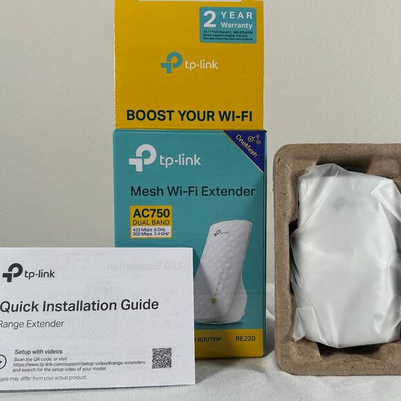TP-Link AC750 Mesh Wi-Fi Range Extender RE220 – Dual Band 2.4GHz/5GHz, OneMesh - Picture 7 of 12